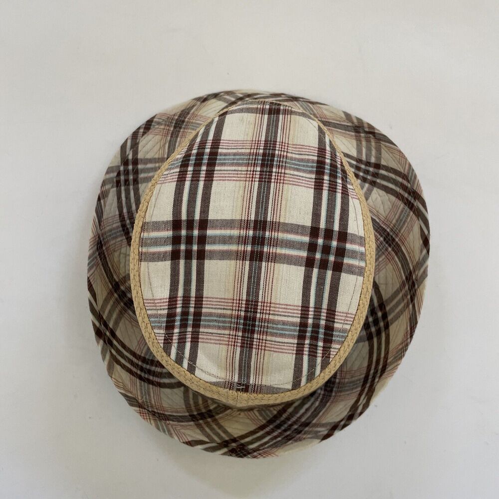 Vintage Panama Jack Fedora Palm Tree Plaid Pattern Beachy Preppy EUC LARGE/XL - Picture 5 of 11